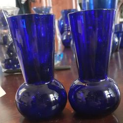 3 Blue Glass Cordial/Shot Glasses