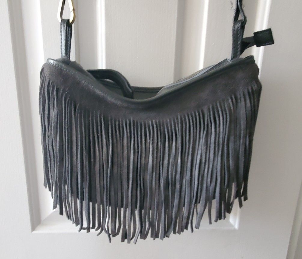 VINTAGE MAJA SUEDE LEATHER FRINGE CROSSBODY PURSE MINT CONDITION
