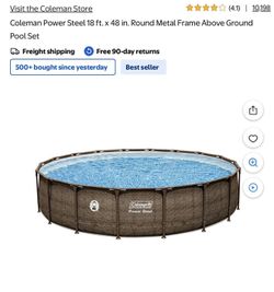 Coleman Power Steel 18ft x 48in Round Metal Frame Above Ground Pool
