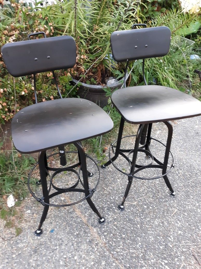 Industrial Style Bar Stools 125 For The Pair Wood Steel