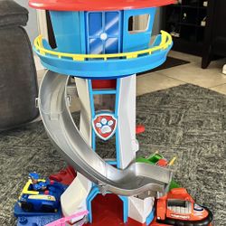 Paw Patrol Toys Lot Used, Look Out Tower With Various Vechiles