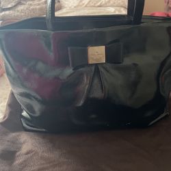 Kate Spade Black Genuine Leather Bow Handbag (Limited Ed)