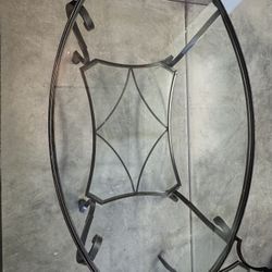 Modern Oval Black Metal Glass-Top 2-Tier Coffee Table & Side Table Set 