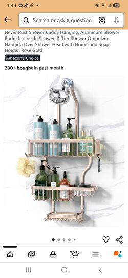 Never Rust Shower Caddy Hanging, Aluminum Shower Racks for Inside Shower, 3-Tier Shower Organizer Hanging Over Shower Head with Hooks and Soap Holder,