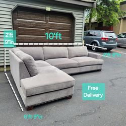 Free Delivery | Gray Costco 2 Piece Sectional Sofa/ Couch