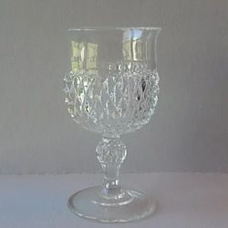 Vintage Indiana Glass Diamond Point Stemmed Water Goblet 