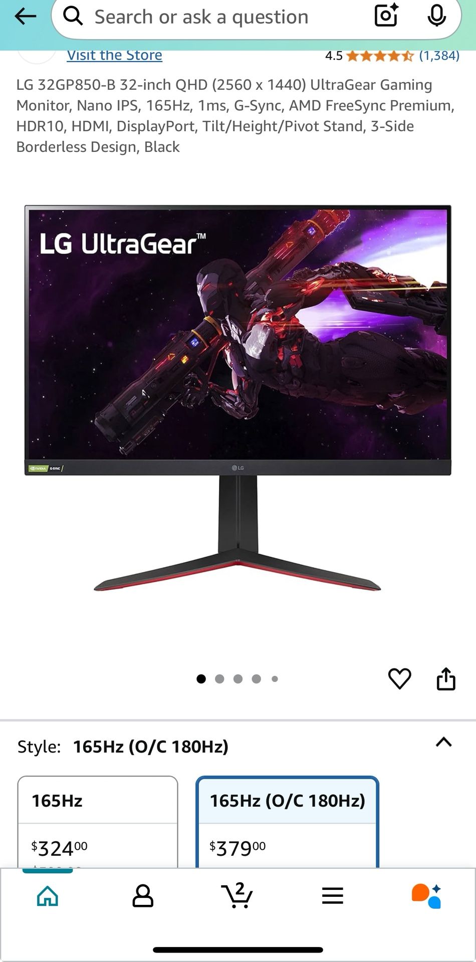 LG Gaming/Work Monitor, 165Hz, 2560x1440