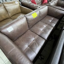 Set From Costco, 2 Brown Leather Couches: 3 Seats & 2 Seats
