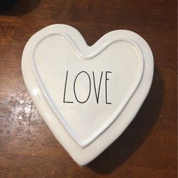 Rae Dunn Heart Shaped Jewelry Box White Ceramic