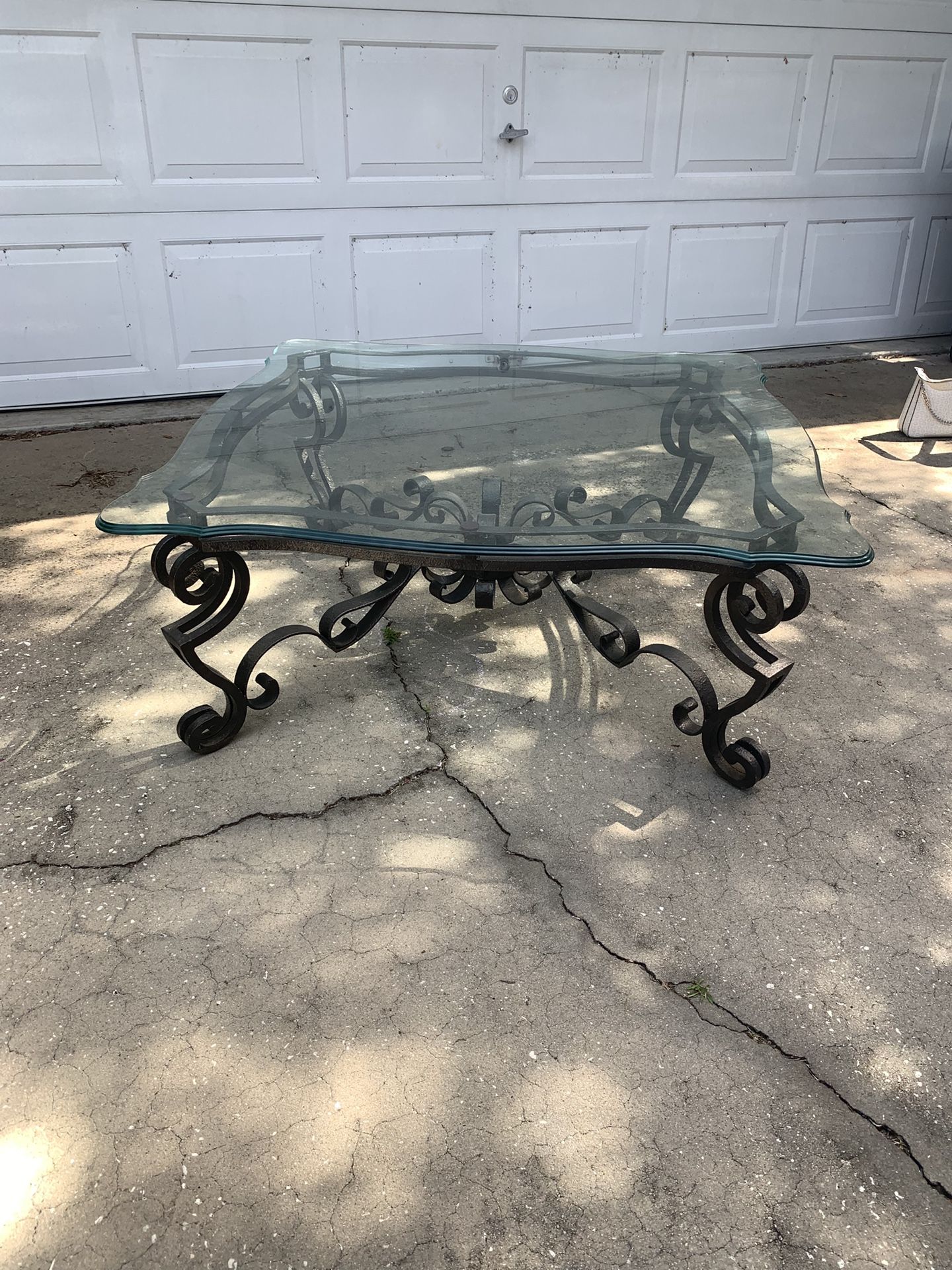 Rod Iron / Beveled Glass Top Coffee Table