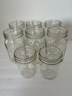 Lot of 8 Mason  Canning Jars Wide Mouth Qt + Pint