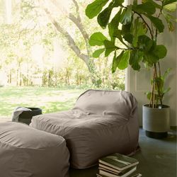 For Sale: Dume Lounge Chair + Ottoman (Vegan Leather - Stone) - Like Brand