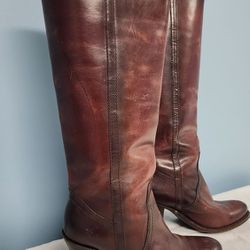 Red FRYE Tall Leather Boots - Size 10