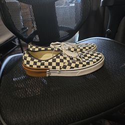 VANS Black Off-White Checkerboard Squares Gum Block Low Shoes Men's 9