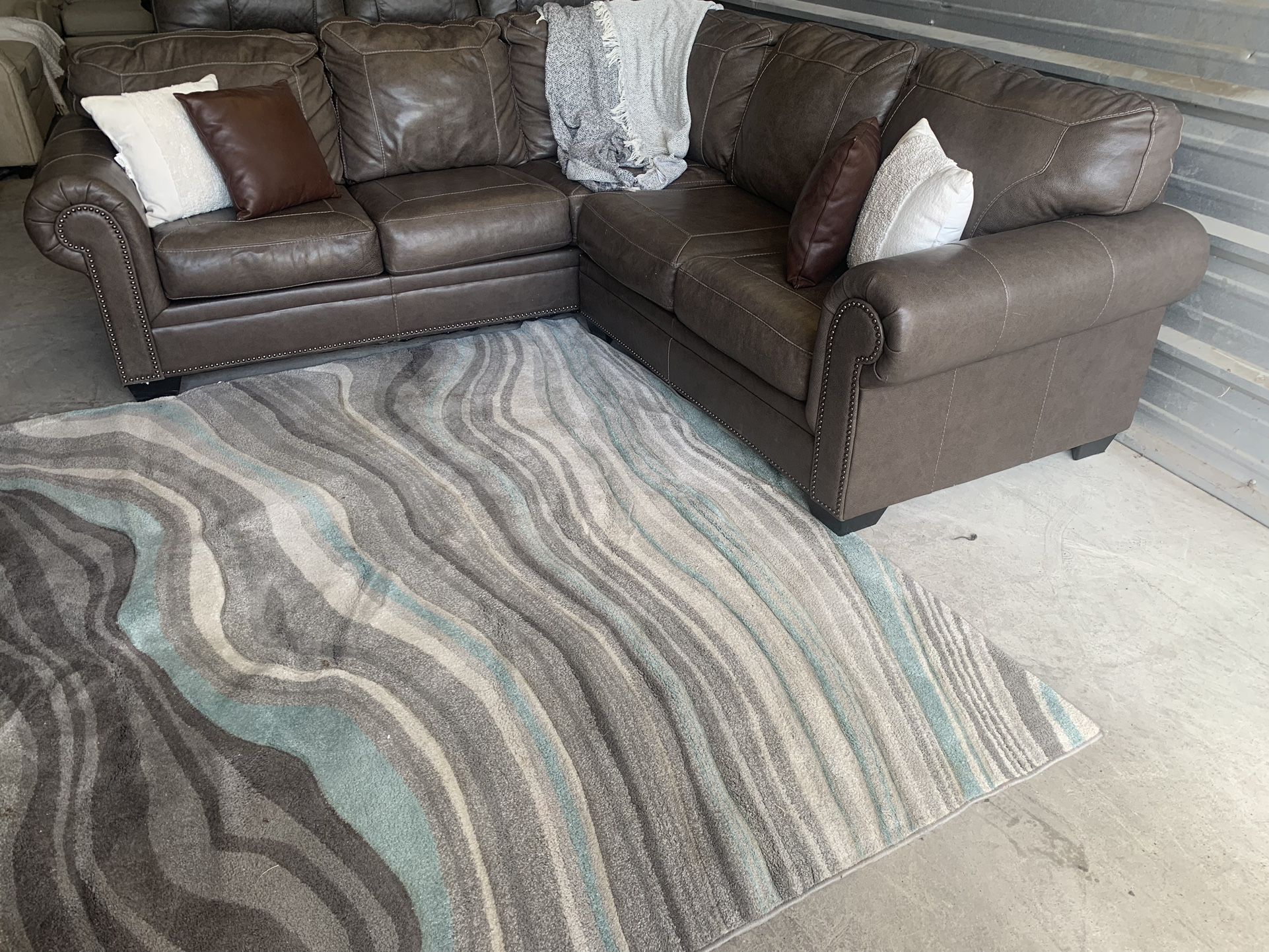 Gray Leather Sectional Sofa