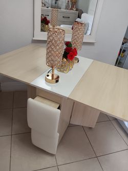 🪑 Mesa Plegable Expandible con 2 Banquetas Incluidas – Como Nueva | Ahorra Espacio