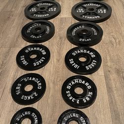 Full Set Of Olympic Cast Iron Weight Plates (245 lbs)