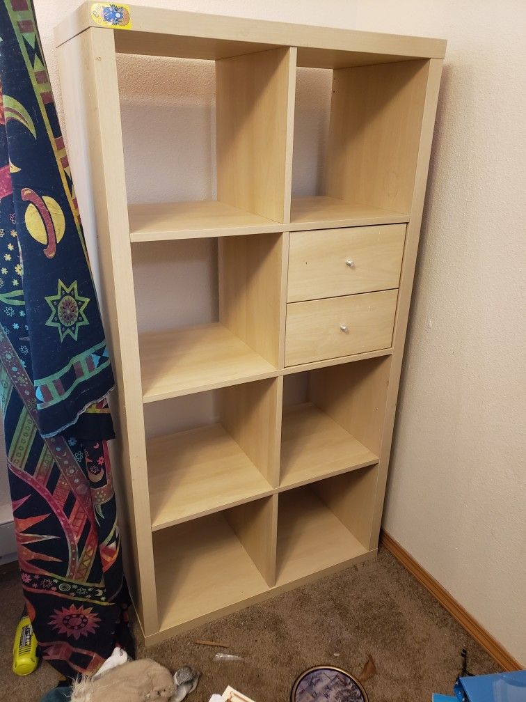 Ikea Kallax (Expedit) Bookshelf Dresser With Drawers, Light Wood, Birch