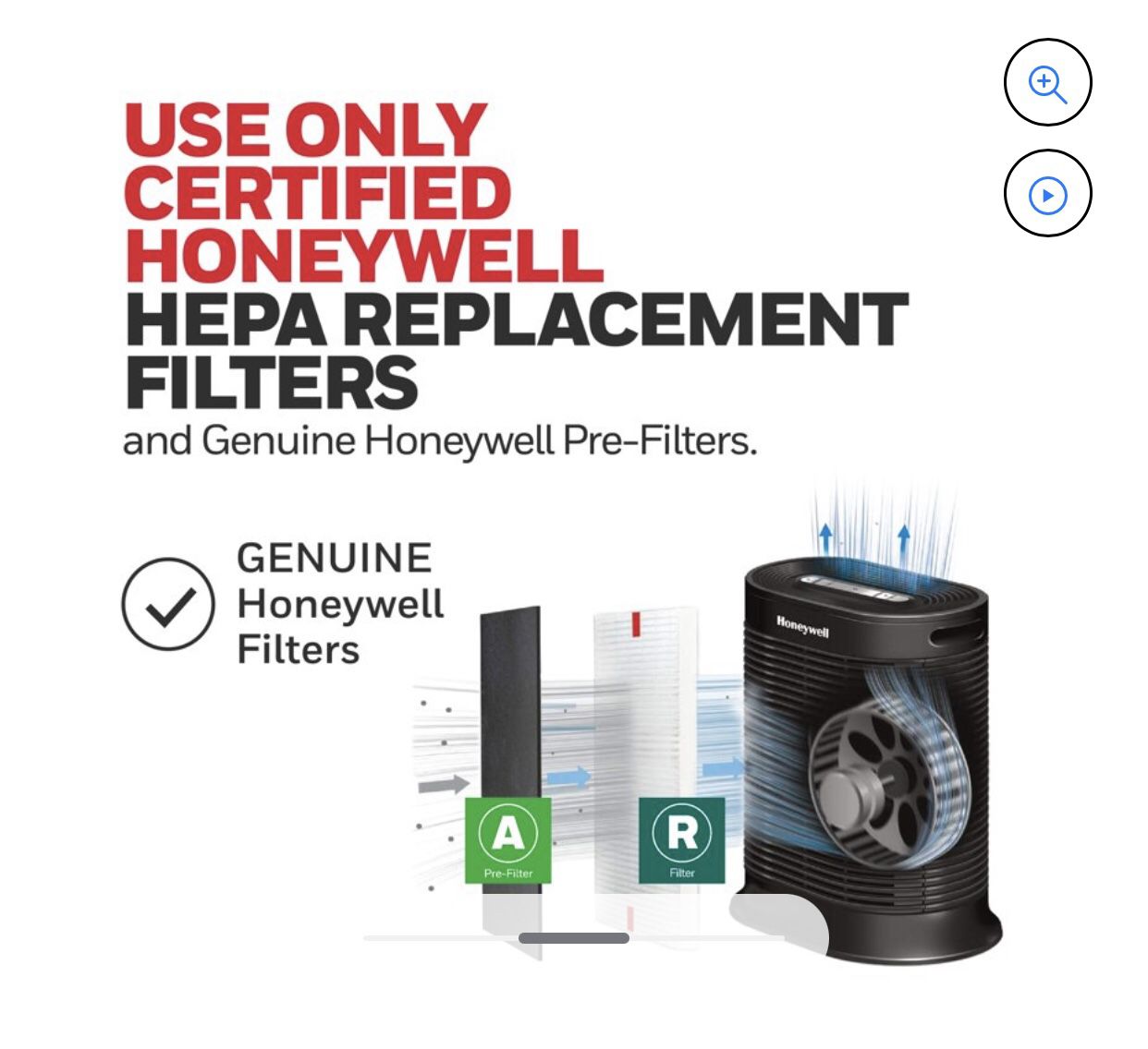 Honeywell HEPA Air Purifier, HPA100  Black
