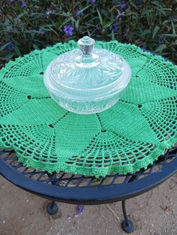 GLASS BOWL WITH LID,  PRETTY DESIGN