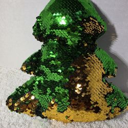 Christmas Tree Plush Pillow Fun Movement Sequins 9 X 9” Decorative Pillow