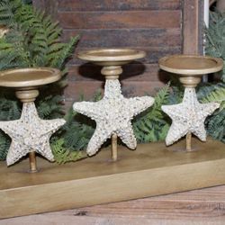 Large Nautical Coastal Lake House Starfish Candle Holder