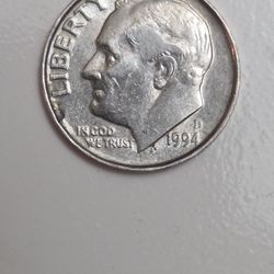 1994 D Dime Struck On A Penny