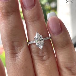 Brand New Sterling Silver 925 Engagement Ring With 1.5CT CZ Marquise Cut