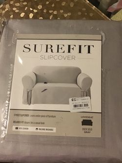 New loveseat cover duck solid gray