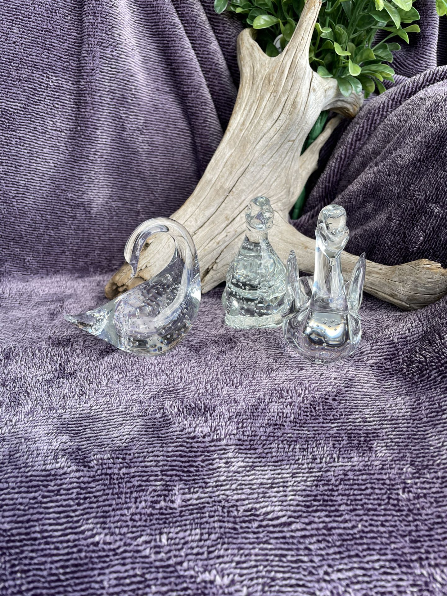 Three Clear Glass Figurines