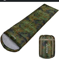 SOULOUT Envelope Sleeping Bag - 3-4 Seasons Warm Cold Weather Lightweight
