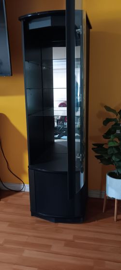 Black Glass Display Cabinet with Shelves (2)