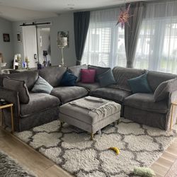5-seat sectional - Charcoal Grey Heirloom Velvet