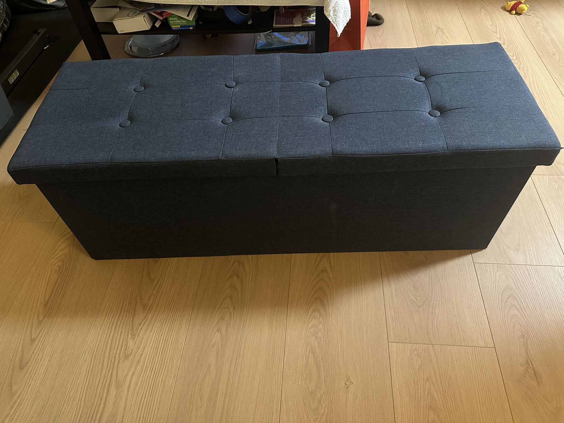 43 Inches Folding Storage Ottoman Bench, Ottoman Foot Rest, End of Bed Bench, Temple city