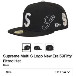 Supreme Multi S Logo New Era 59Fifty Fitted Hat Black Size 7 3/4 $140