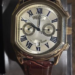 Men’s Stauer Meisterzeit 20319 Automatic Leather Band Watch (CP3015942) 45mm