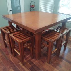 Gathering Dining Table, inc. 8 Matching Stools