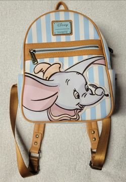 Loungefly Disney Dumbo Feather Mini Backpack Blue White Brown Striped