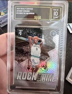 2024-25 Totally Certified Rock the Rim Mirror Anthony Edwards #10, graded GMA 10 Gem Mint.