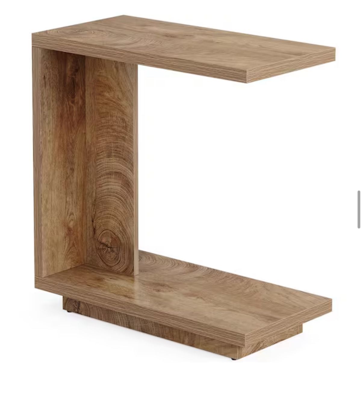 Calvin 23.6'' Brown Narrow Rectangle Wood MDF C-Shaped Sofa Side End Table Set of 2 Pedestal Bedside Nightstand 2-Piece