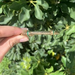  David Yurman Cuff Gold And Emerald Cable Bracelet