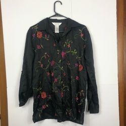 Allison Taylor Linen Embroidered Button Down Sz 8