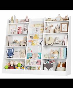 5-Tier Kids Bookshelf with Storage Pockets