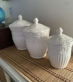 White Ceramic Canisters 