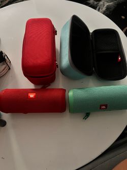 JBL portable 5 Portable Wireless Bluetooth Speaker IPX7 Waterproof On-The-Go with USB Type-C Cable - Red & teal