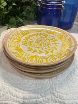Yellow bamboo, melamine snack plates