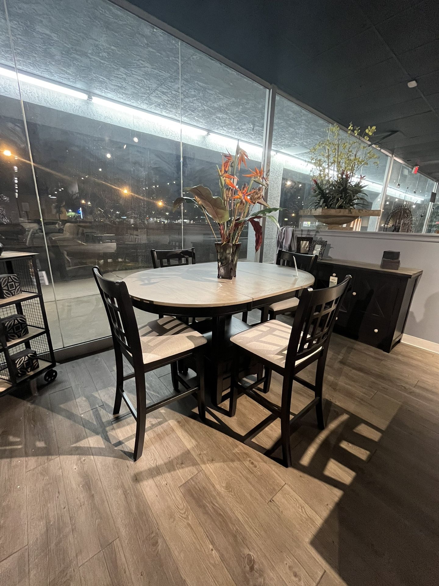 Black/grey 5PC Counter Height Table Set