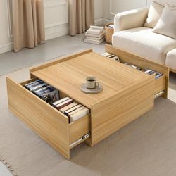 Natural Finish Lift Top Coffee Table Storage Drawers Mesa De Centro Sala Venta Furniture Sale Muebles