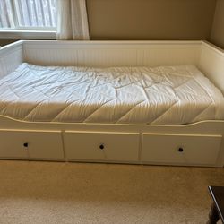 IKEA Hemnes Trundle Bed And 2 Mattresses- Twin To King
