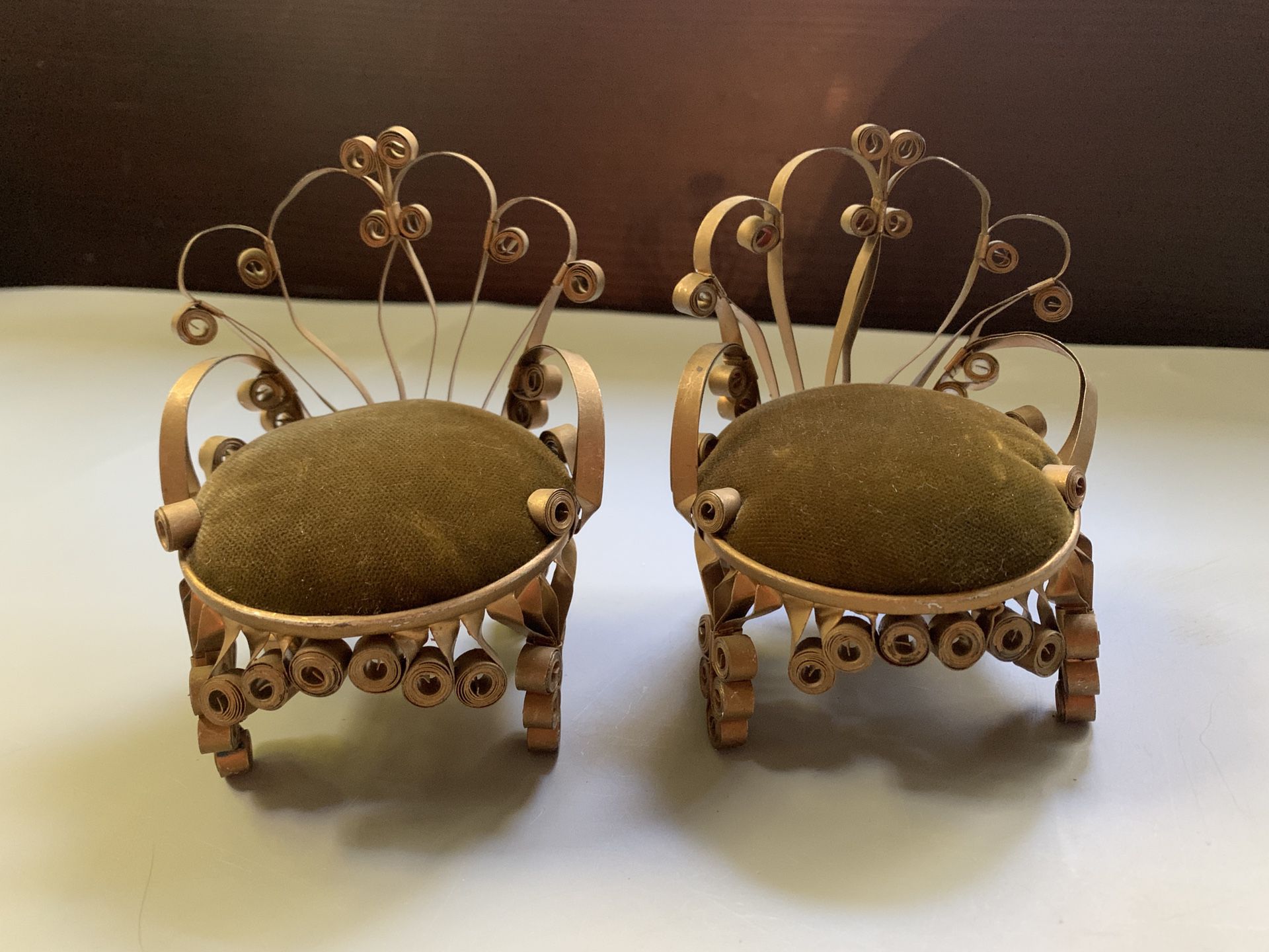 Set of 2 vintage recycled tin can chairs